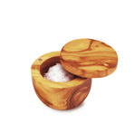Berard Olive Wood Salt Keeper + Swivel Top