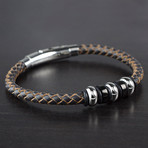 Beaded + Braided Leather Bracelet // Brown