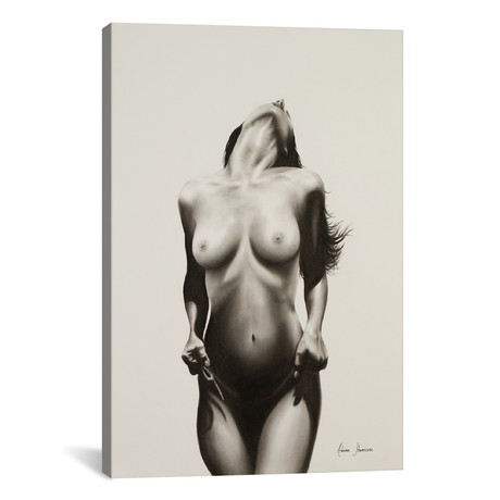 Nude Woman Charcoal Study 53 // Ashvin Harrison (18"W x 26"H x 0.75"D)