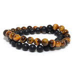 Double Wrap Tiger Eye + Onyx