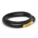 Woven Leather Double Wrap Bracelet // Black