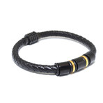 Woven Leather Bracelet // Black + Gold