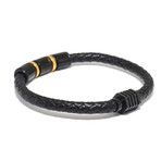 Woven Leather Bracelet // Black + Gold