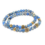 Blue Sea Sediment + Cubic Zirconia Bracelet // Set of 2