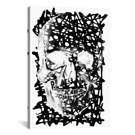 Modern Art // Black Splatter Skull (26"W x 18"H x 0.75"D)