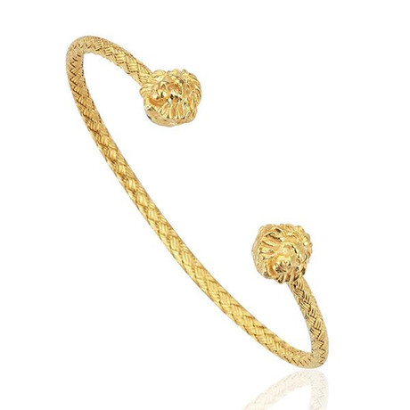 Braided Leo Cuff Bracelet // Solid Silver // Yellow Gold Color (Small)