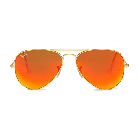 Aviator // Matte Gold + Orange Mirror