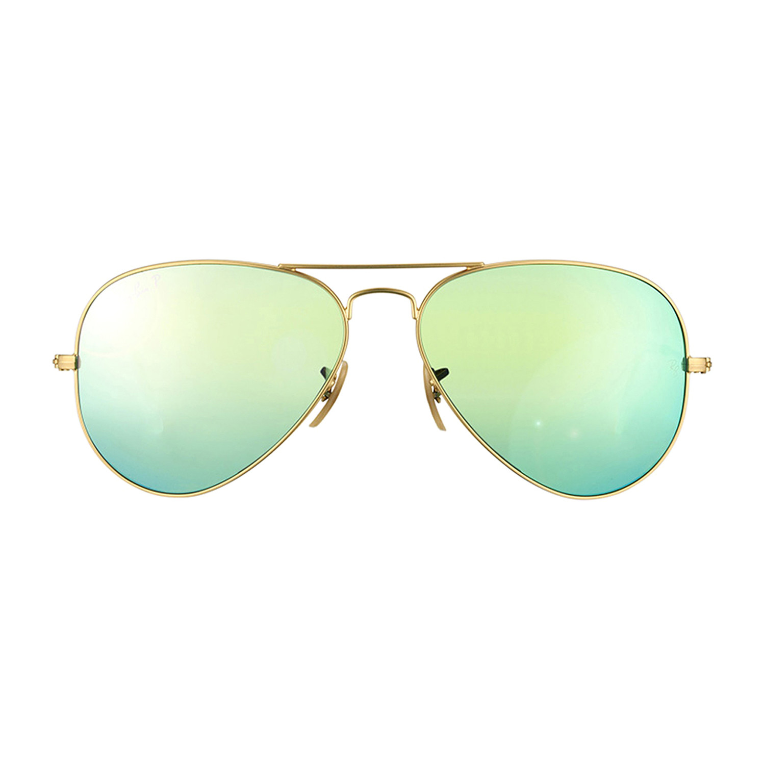 Aviator // Matte Gold + Green Mirror // Polarized - Ray-Ban® - Touch of ...
