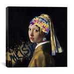 Girl with a Pearl Earring -Girl with the Graffitied Earring // 5by5collective (18"W x 18"H x 0.75"D)