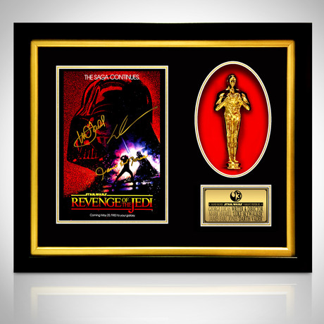 Revenge Of The Jedi Oscar // James Earl Jones, Mark Hamill + George Lucas Signed Photo // Custom Frame
