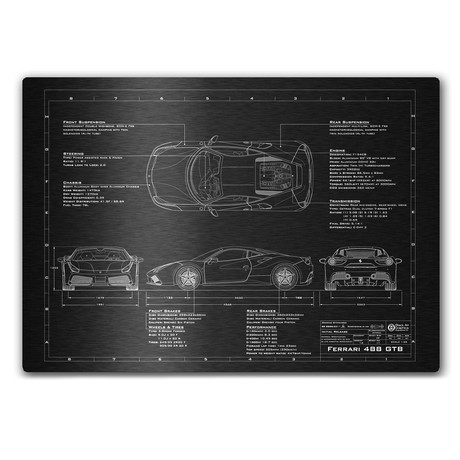 Ferrari // 2015-2017 // 488 GTB (17"W x 12"H x .125"D)