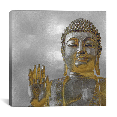 Silver + Gold Buddha // Tom Bray (18"W x 18"H x 0.75"D)
