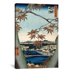 Maple Leaves, The Tekona Shrine + The Bridge At Mama // Utagawa Hiroshige (26"W x 18"H x 0.75"D)