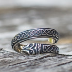 Jormungand Silver Ring with Ornament (11.5)