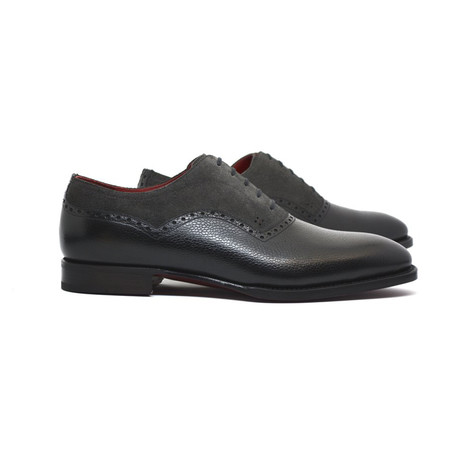 Jean Pierre III French Pebble Grain Calfskin // Black + Grey (UK: 6.5)