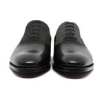 Jean Pierre III French Pebble Grain Calfskin // Black + Grey (UK: 6.5)