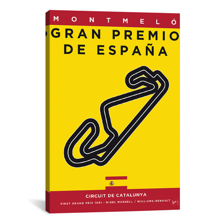 F1 Catalunya Race Track Minimal Poster (26"W x 18"H x 0.75"D)