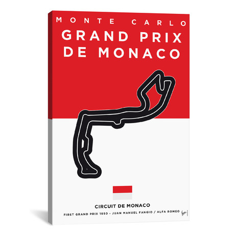F1 Monaco Race Track Minimal Poster // Chungkong (12"W x 18"H x 0.75"D)