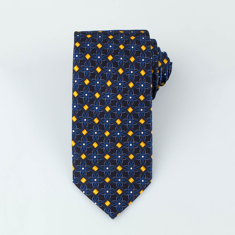 Archer Silk Tie // Dark Blue + Yellow