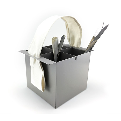 Juta Matte Dove Gray Cutlery Caddy