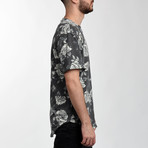 Elongated T-Shirt // Black Floral (Small)