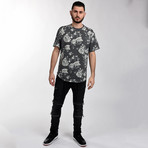 Elongated T-Shirt // Black Floral (Small)