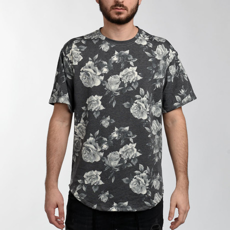 Elongated T-Shirt // Black Floral (Small)