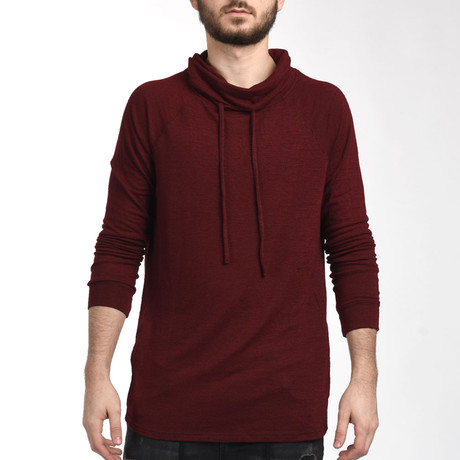 Cowl Neck Sweatshirt // Burgundy (Small)