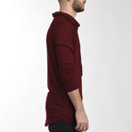 Cowl Neck Sweatshirt // Burgundy (Small)