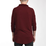 Cowl Neck Sweatshirt // Burgundy (Small)