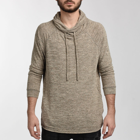 Cowl Neck Sweatshirt // Tan (Small)