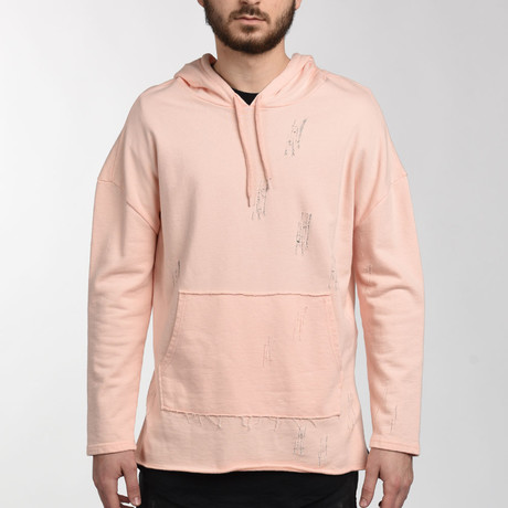 Oversized Distressed Hoodie // Dust Rose (Small)