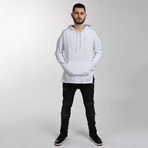 Oversized Distressed Hoodie // White (Small)