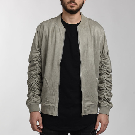 Suede Grey Bomber Jacket (Small)