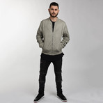 Suede Grey Bomber Jacket (Small)