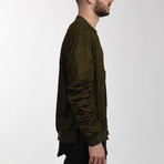 Suede Olive Bomber Jacket (Small)