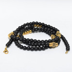 Matte Onyx + Gold Cubic Zirconia Necklace + Wrap Bracelet