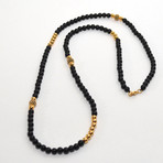 Matte Onyx + Gold Cubic Zirconia Necklace + Wrap Bracelet