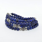 Lapis Lazuli + Cubic Zirconia Necklace + Wrap Bracelet