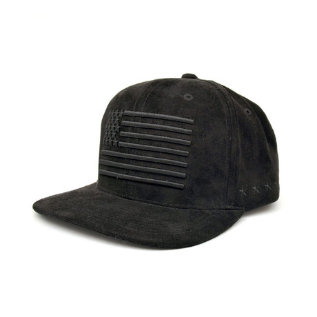 American Flag Suede Snapback (Black Suede)