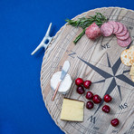 Coastal 18" Round Lazy Susan + Compass Rose Image & Cleats