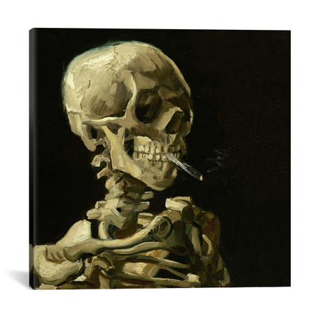 Head of a Skeleton With a Burning Cigarette // Vincent van Gogh (12"W x 12"H x 0.75"D)