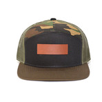 Genuine Leather Patch Trucker Snapback (Camo)