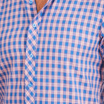 Button-Up Shirt // Checkered // Pink + Blue (XL)