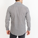 Button-Up Shirt // Patterned // Black + Gray (M)