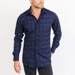 Button-Up Shirt // Checkered // Navy + Black (S)
