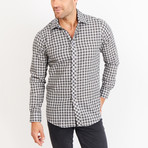 Button-Up Shirt // Patterned // Black + Gray (L)