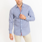 Button-Up Shirt // White + Navy (XL)