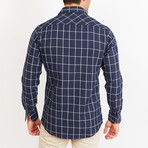 Button-Up Shirt // Navy + White Stripe (2XL)