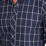 Button-Up Shirt // Navy + White Stripe (M)